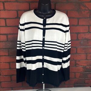 Liz Baker Women's 1X White Knit Sweater – Button-Up,‎ Lightweight, Flawed